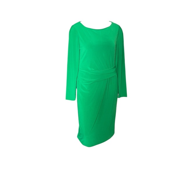 Anne Klein Dresses & Skirts - Anne Klein green faux wrap long sleeve dress sz S